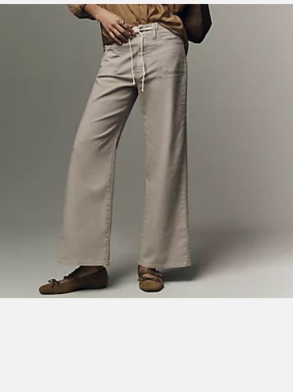 PAIGE Beige Wide-Leg Drawstring Pants